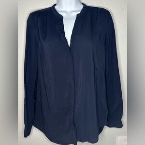Old Navy Women’s Navy Button Down V Neck Blouse Size Small
